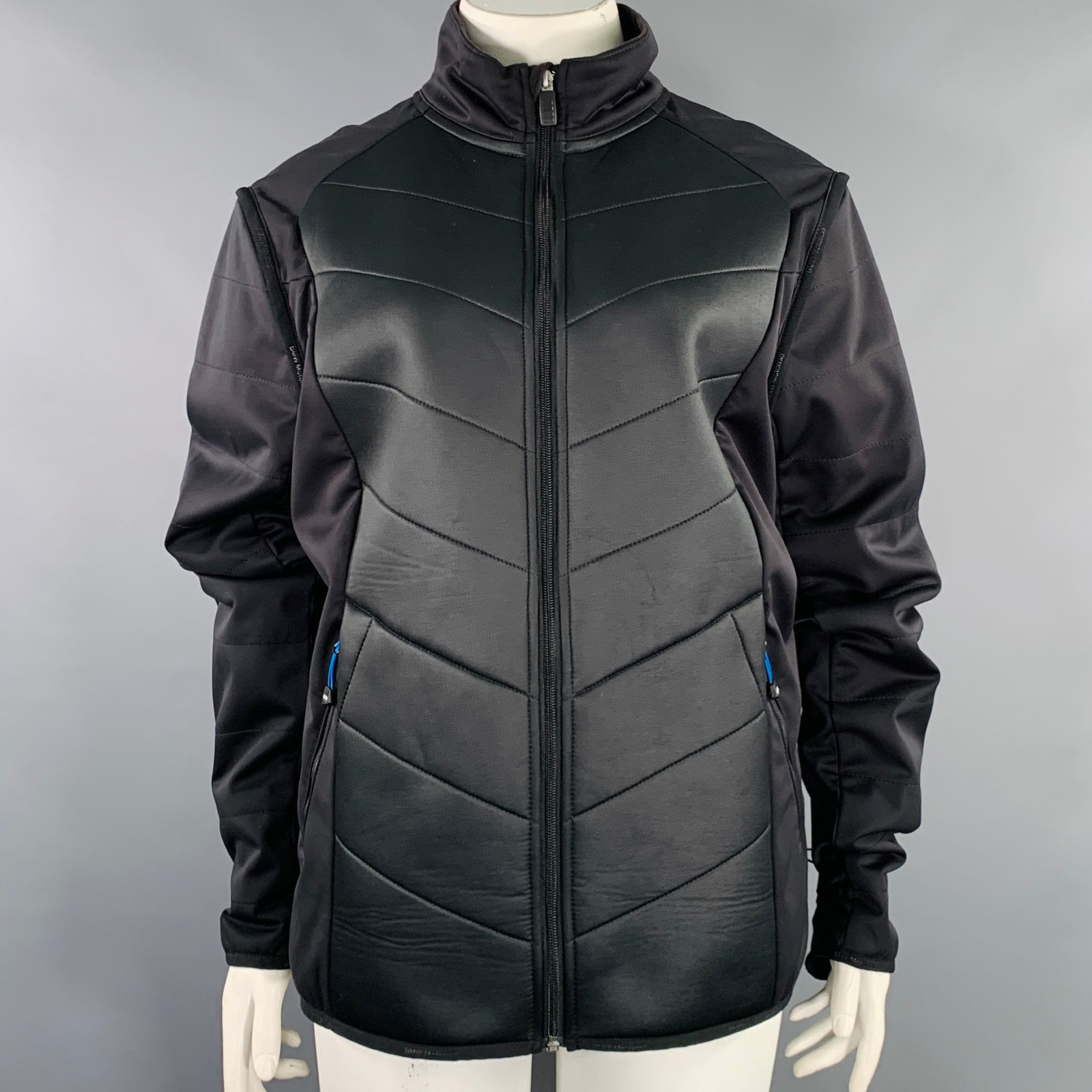Bmw Size 3xl Black Polyester Blend Quilted Zip Pockets Jacket